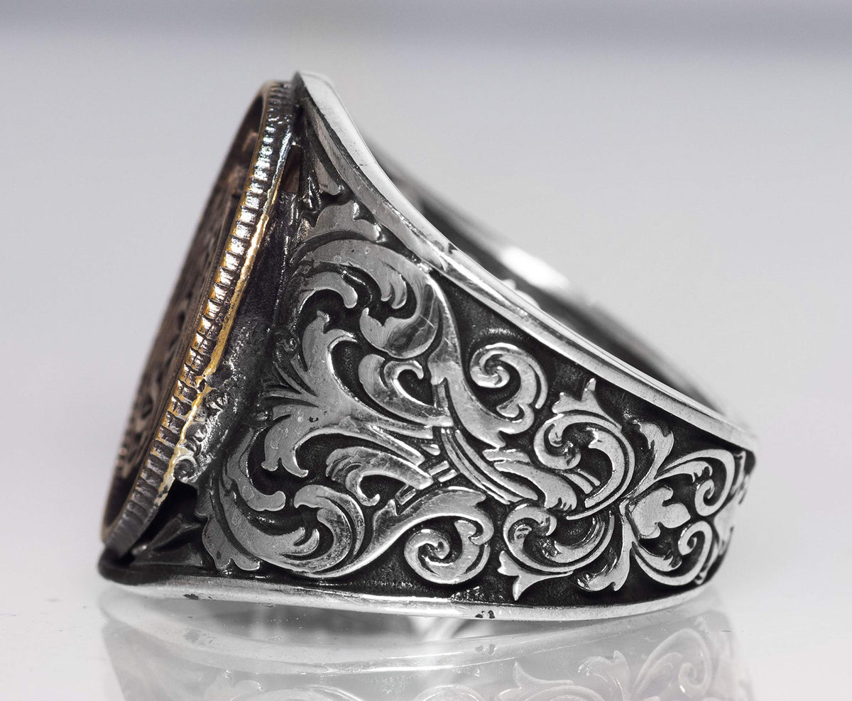 Handmade Silver Men's Ring | Elegant Islamic Calligraphy | Allah Inscribed Design — 3