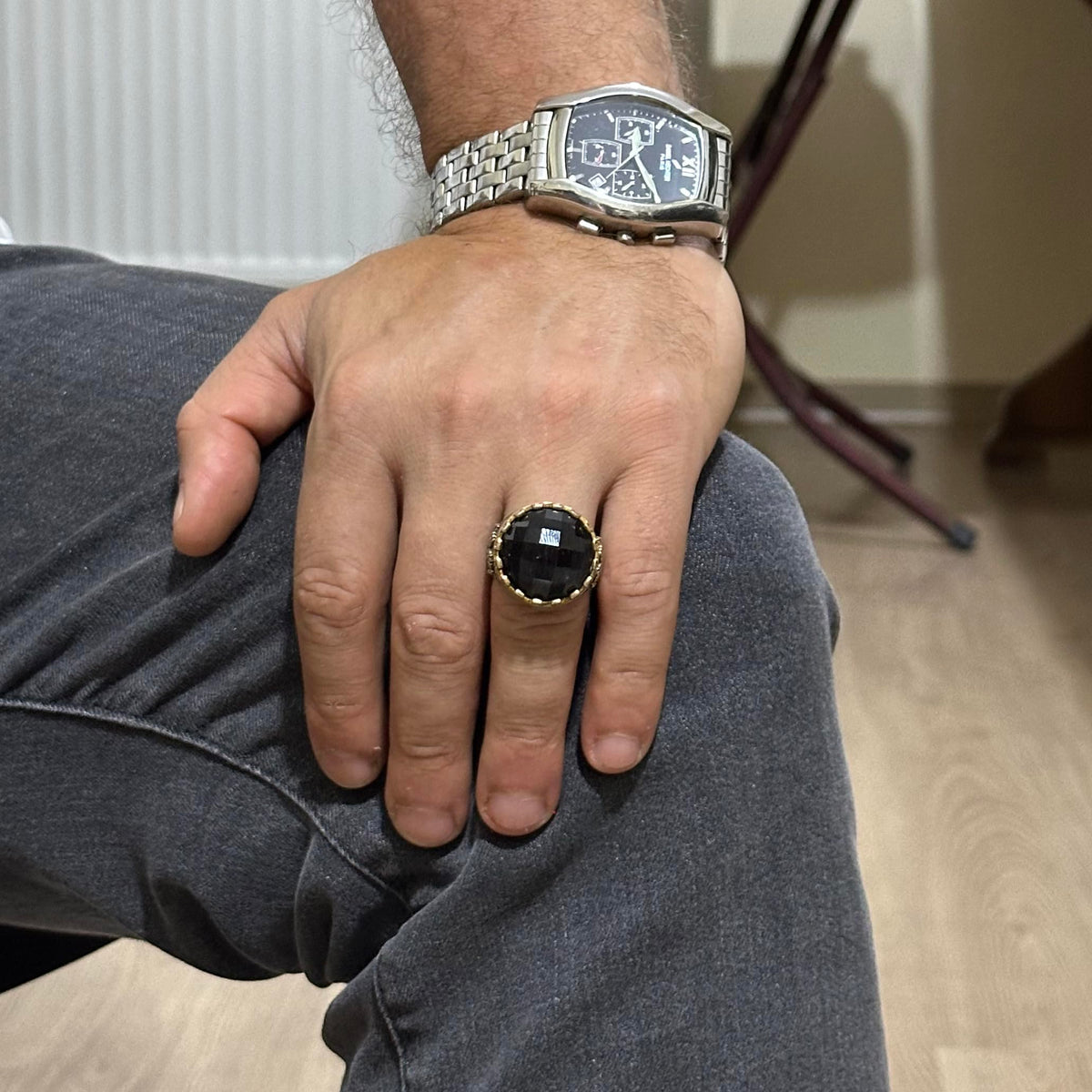 925 Sterling Silver King Ring - Created Onyx — 3