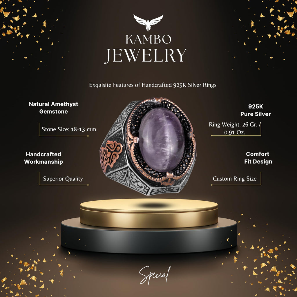 Handcrafted Amethyst Gemstone Ring — 2