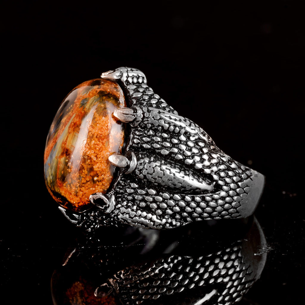 Natural Pietersite Stone Ring, Handmade Men's Ring, 925 Sterling Silver — 6