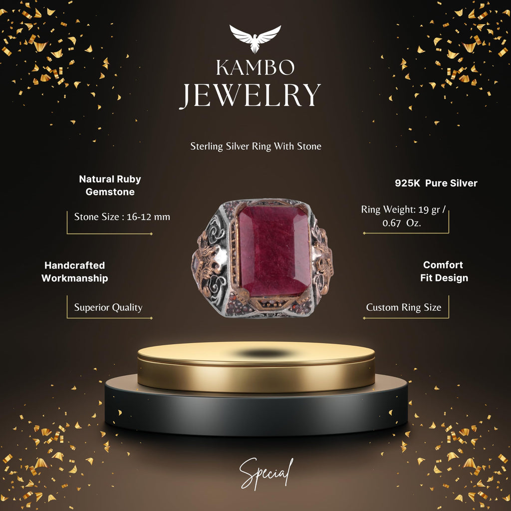 Natural Ruby Stone Ring - 925 Sterling Silver (Model-2) — 2