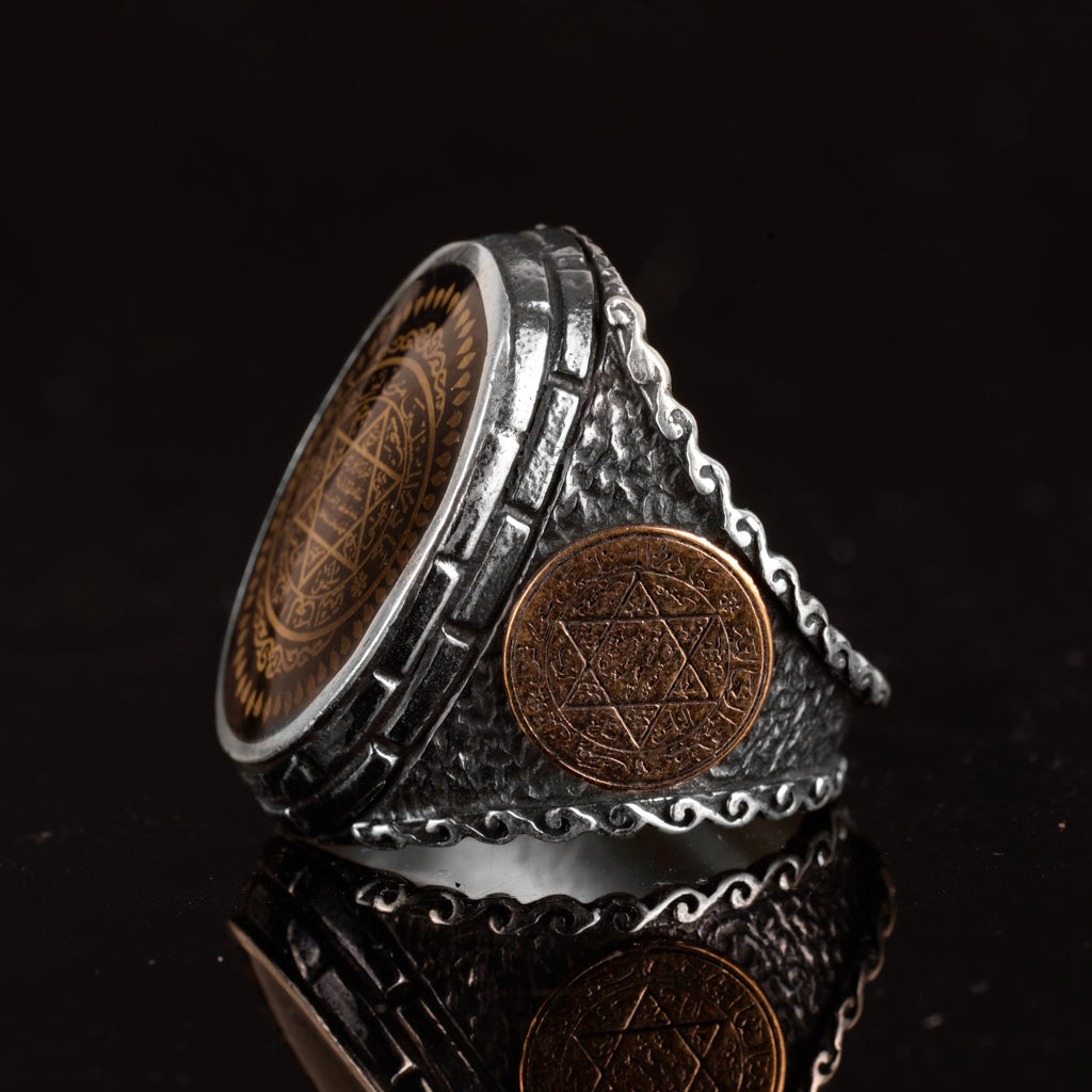 Seal of Solomon Men's Ring, 925 Sterling Silver King Ring, Star of David Kabbalah Large Ring (Personalized) — 5