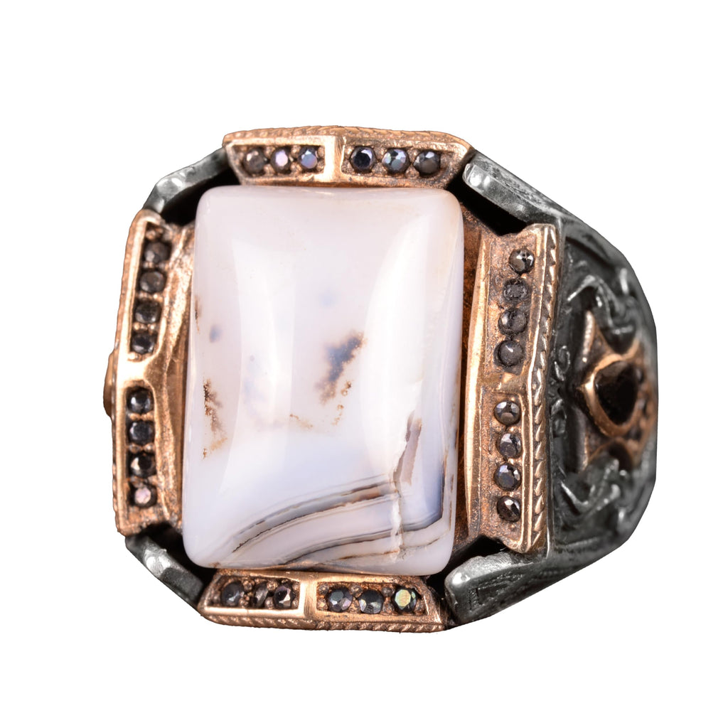 Natural Yemen Agate Stone Ring - 925 Sterling Silver Ring (Model-2)