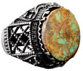 925 Sterling Silver Natural Arizona Turquoise Stone Men's Ring