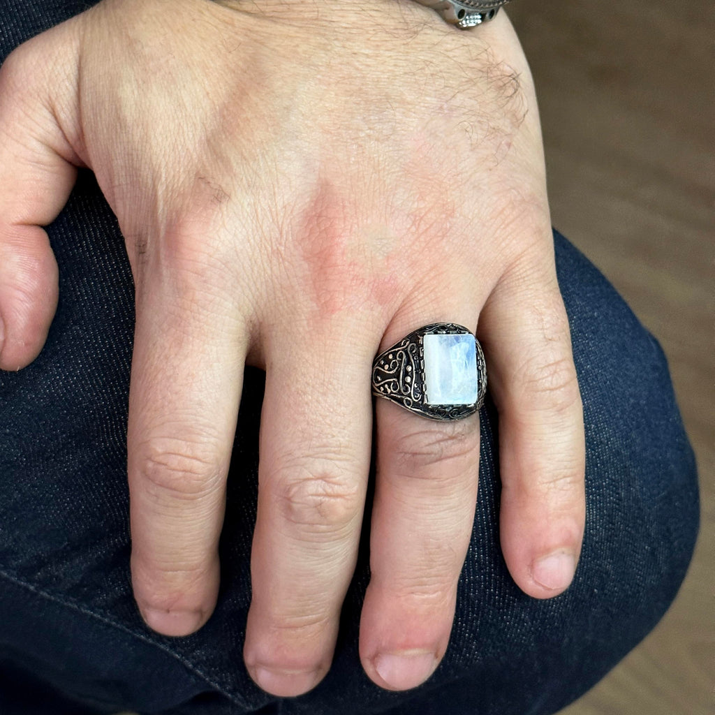925 Sterling Silver Ring, with Natural Moonstone — 3