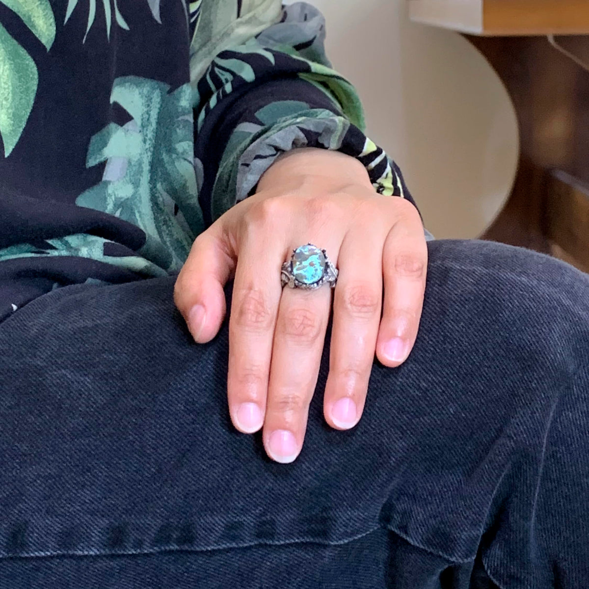 Natural Arizona Turquoise Stone Ring - 925 Sterling Silver Minimalist Handmade Ring — 3