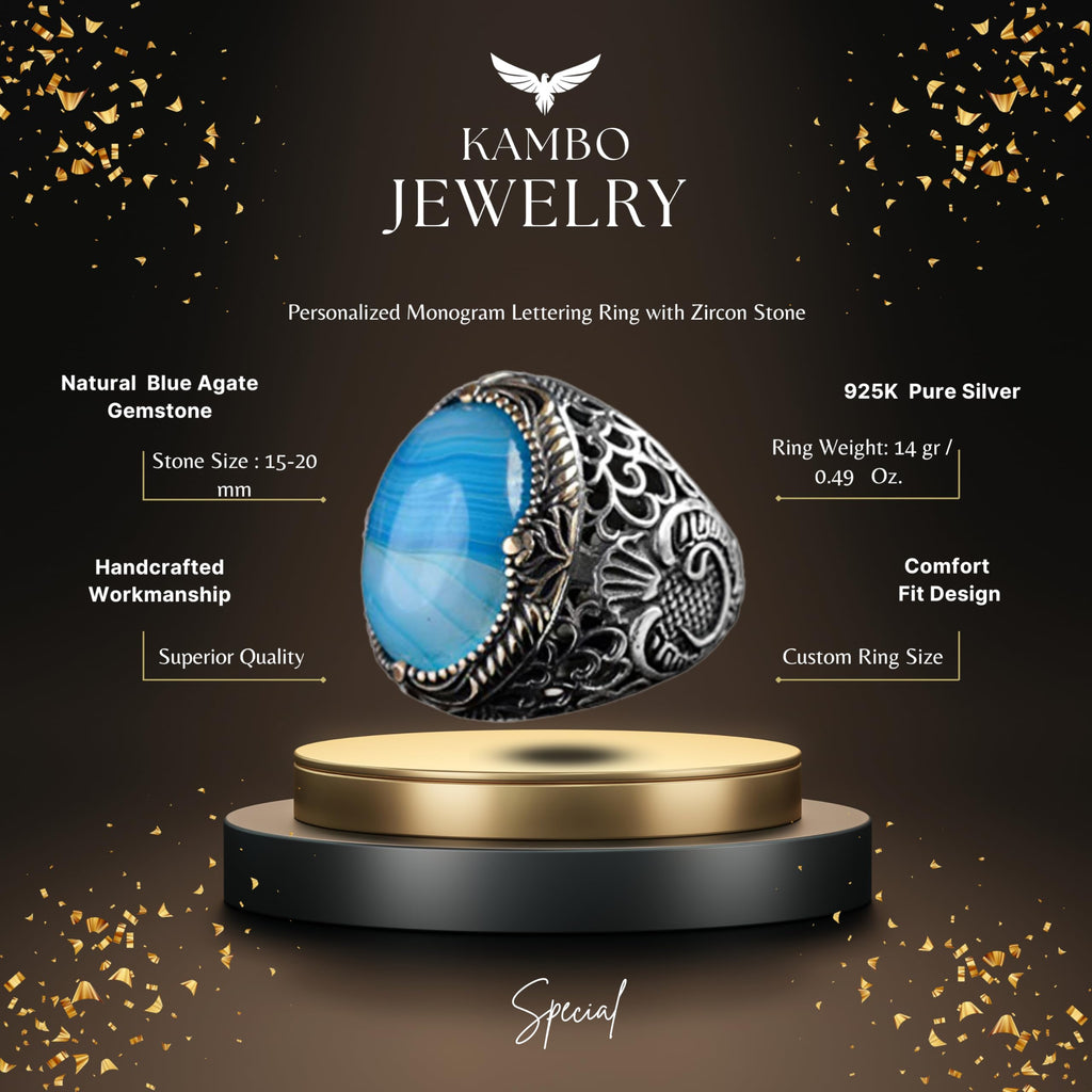 Natural Blue Tree Stone Ring, 925 Sterling Silver Handmade — 2