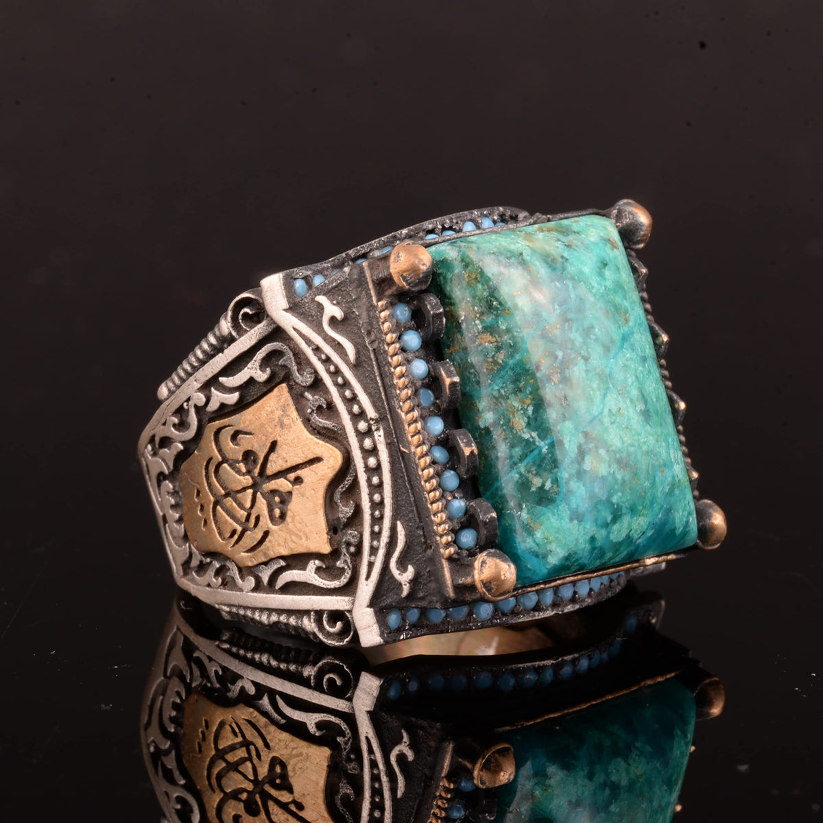 Natural Azurite Stone Ring, 925 Sterling Silver Ring — 3