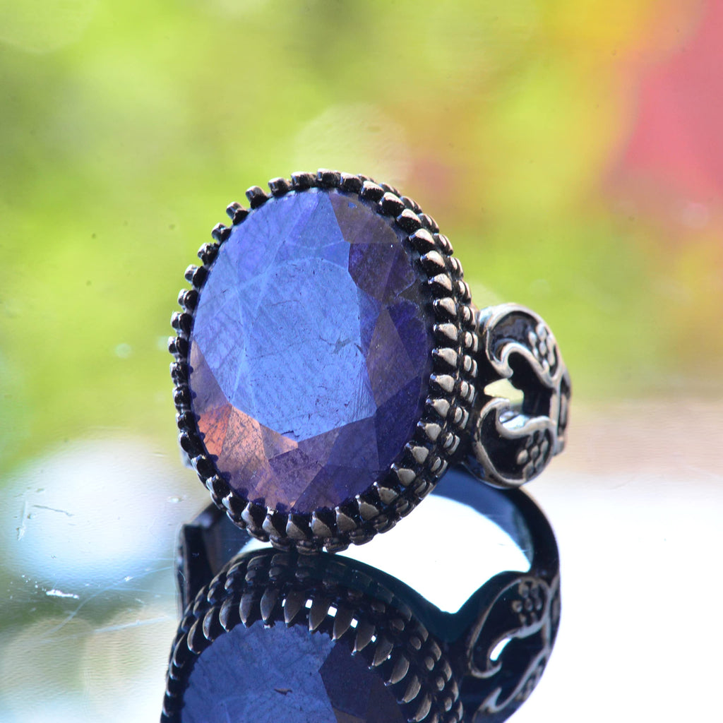 Natural Stone Ring, Handcrafted Jewelry, 925 Sterling Silver — 3