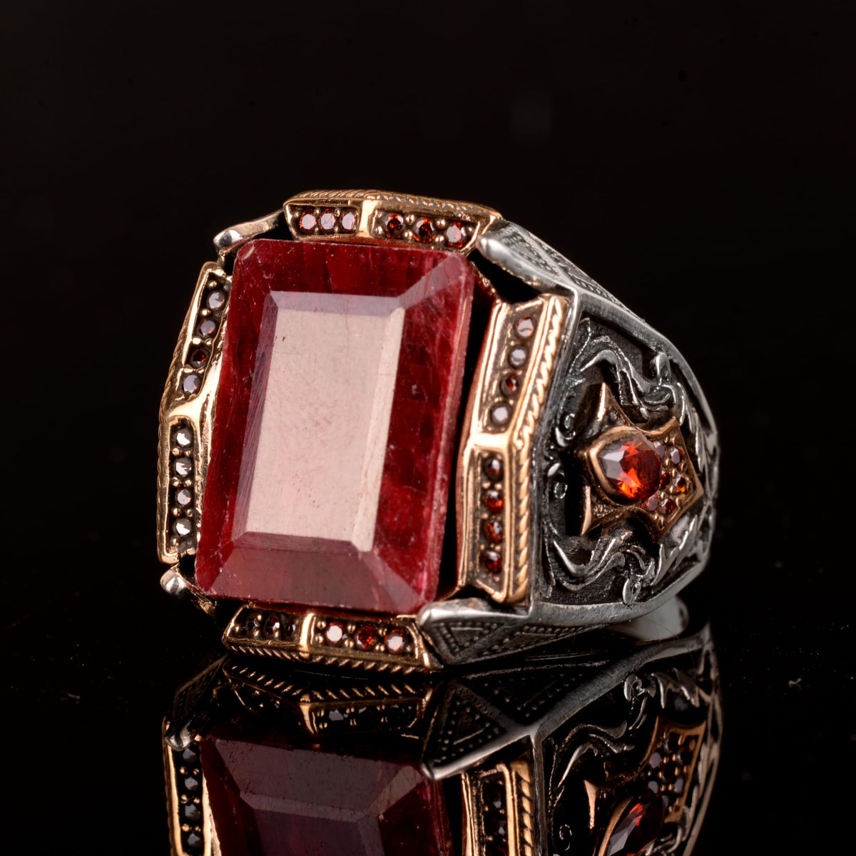 Natural Ruby Stone Ring, 925 Sterling Silver Ring (Model-2) — 5
