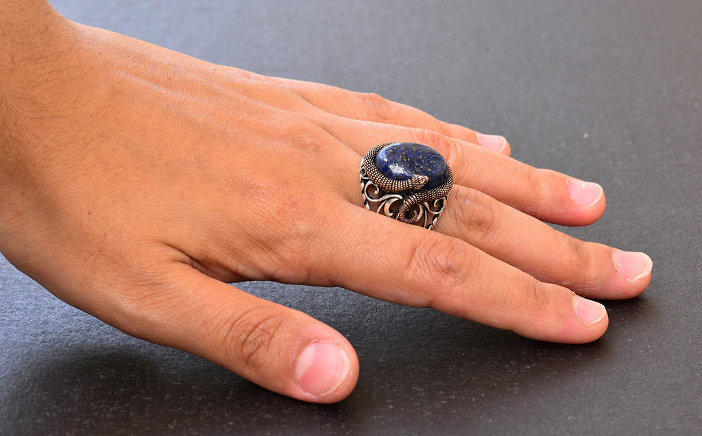 KAMBO Natural Lapis Lazuli Snake Ring — 6
