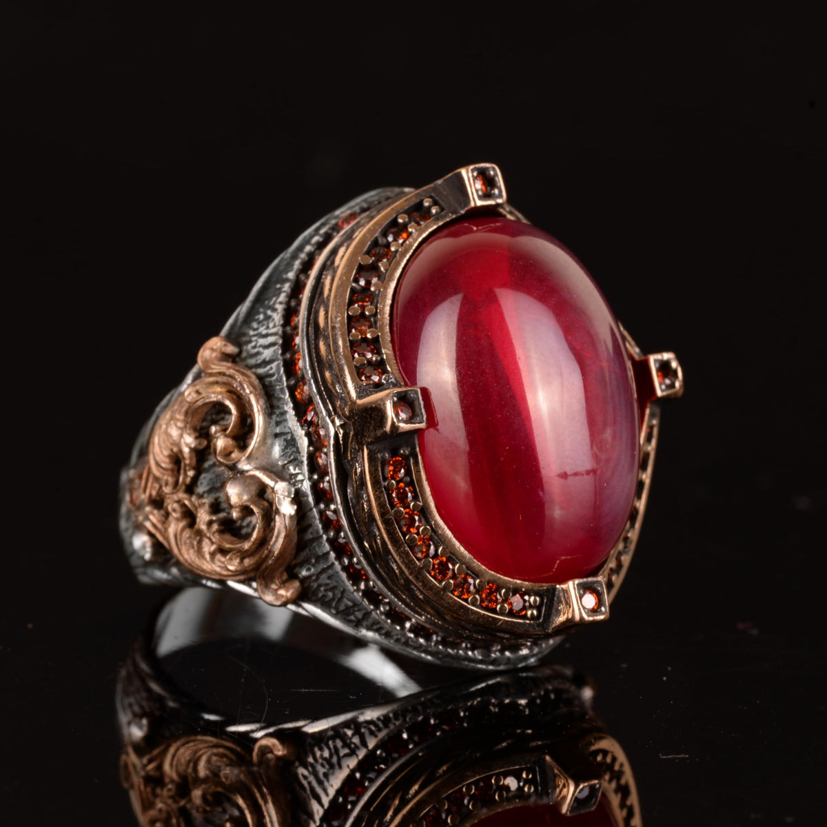 Natural Star Ruby Stone Ring, Handmade 925 Sterling Silver Ring — 4
