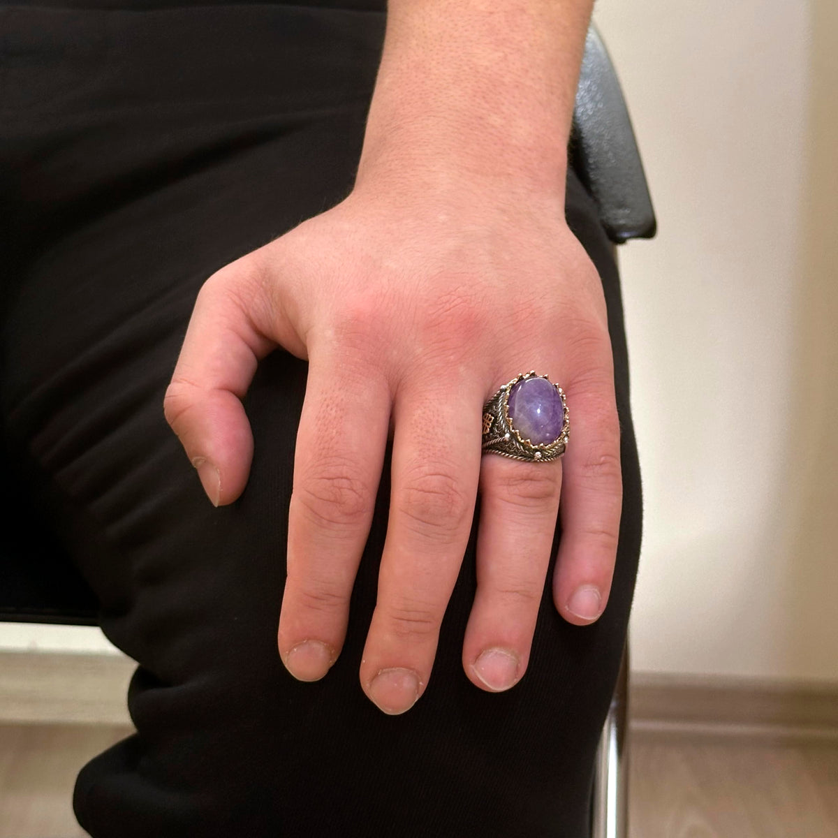 Natural Amethyst Stone Ring (Model-3) — 5