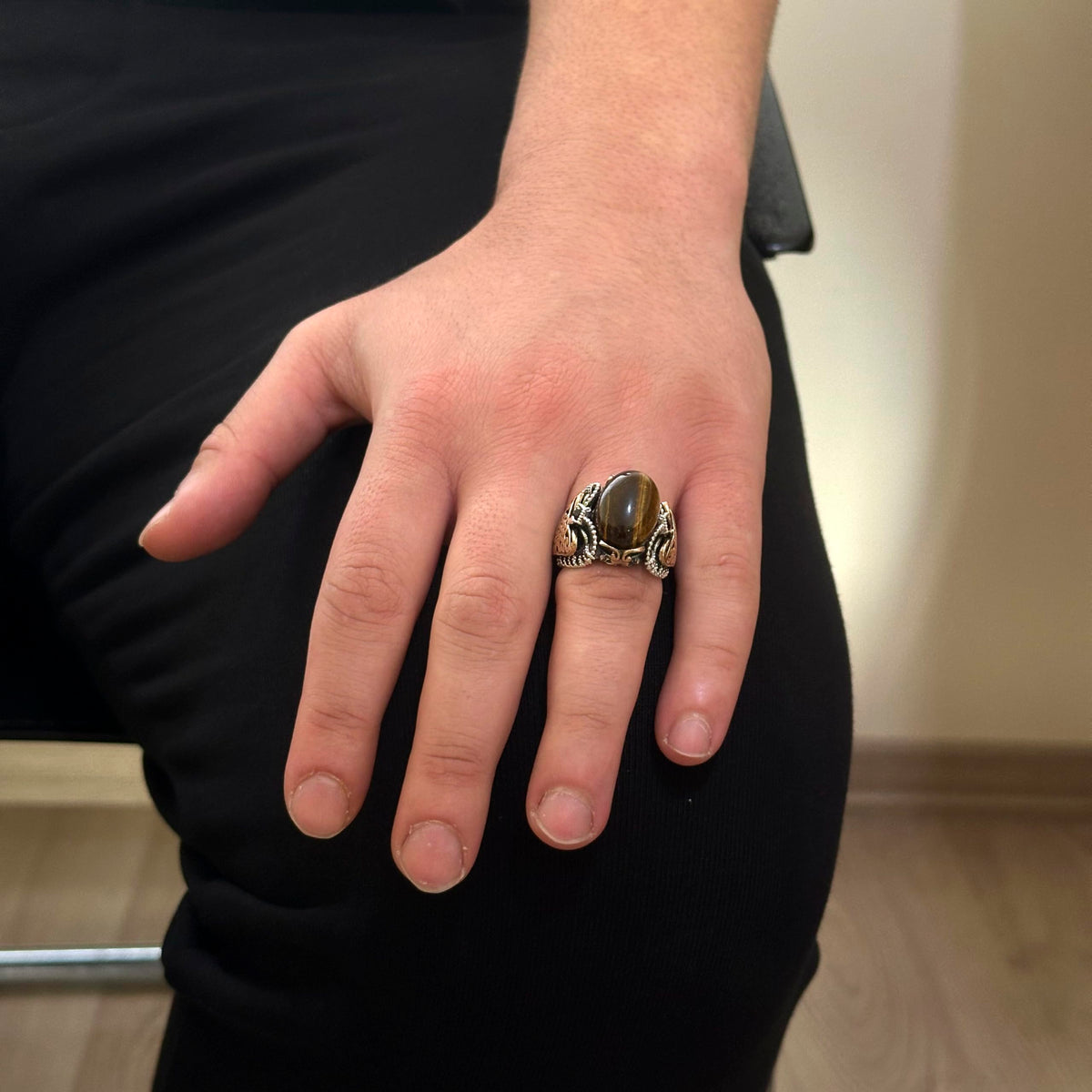 Natural Tiger's Eye Stone Ring — 3