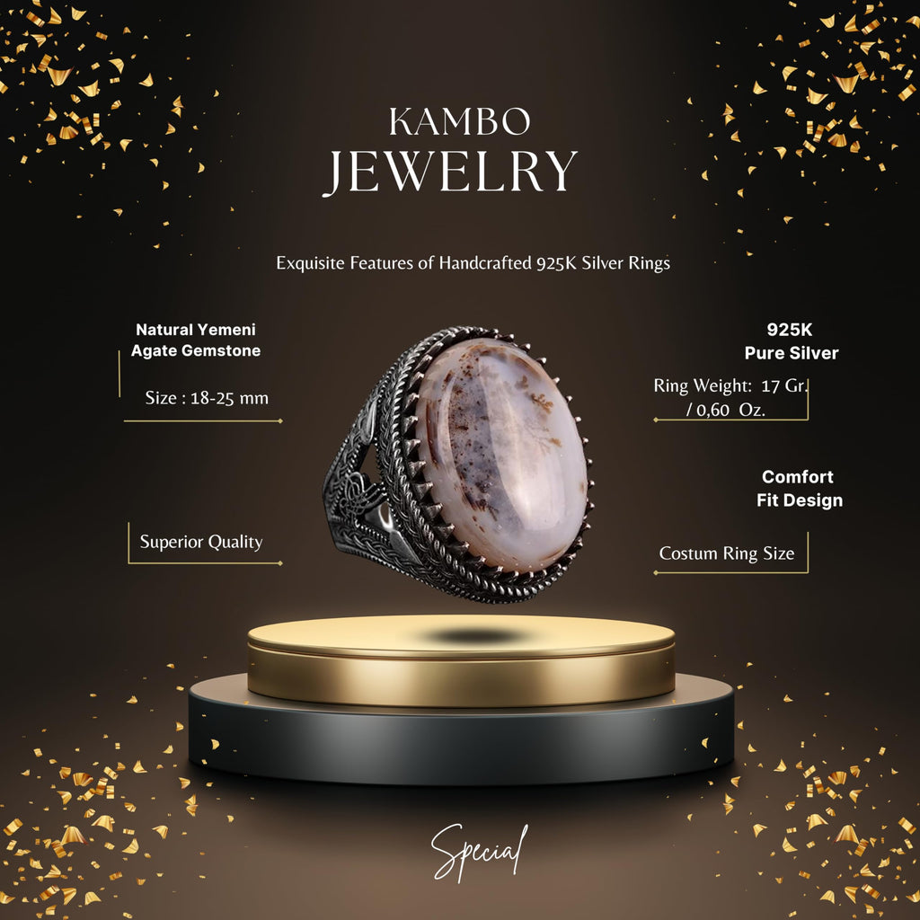 Natural Yemen Agate Stone Ring — 2