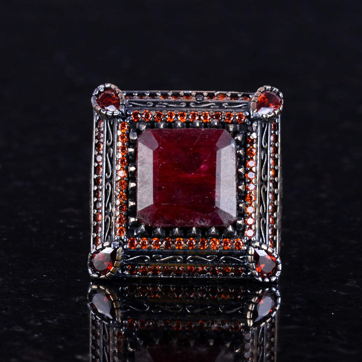 Real Natural Ruby Stone Men's Ring - Handmade, 925 Sterling Silver Ring — 2