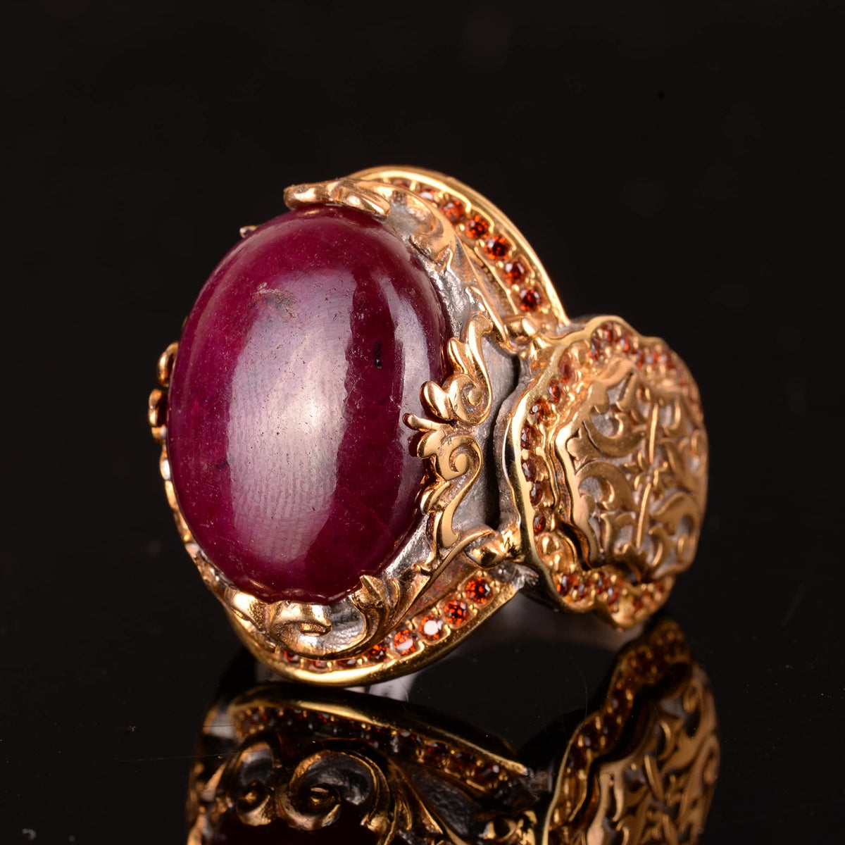 Natural Ruby Stone Ring, 925 Sterling Silver — 4