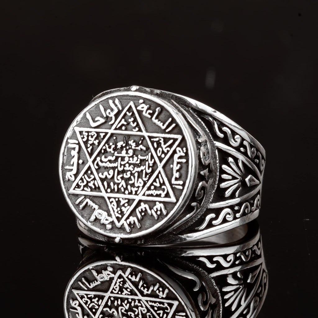 925 Sterling Silver Men's Ring, Star of David Design, Protective Amulet — 3