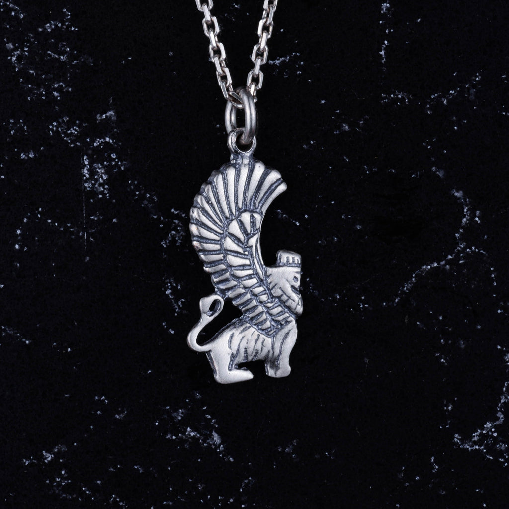 925 Sterling Silver Winged Lion Necklace - Handcrafted Mythological Jewelry - Protective Symbol Necklace — 4