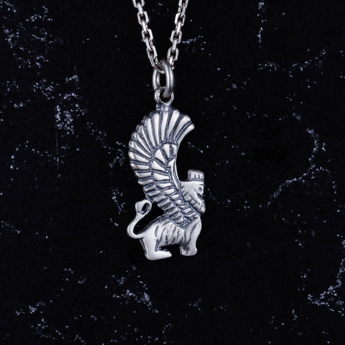 925 Sterling Silver Winged Lion Necklace - Handcrafted Mythological Jewelry - Protective Symbol Necklace — 4