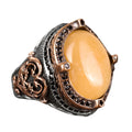 Natural Stone Ring, Oval Ring, 925 Sterling Silver Ring