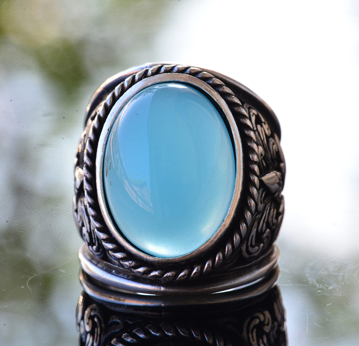 925 Sterling Silver Ring for Natural Chalcedony Stone Collection — 5