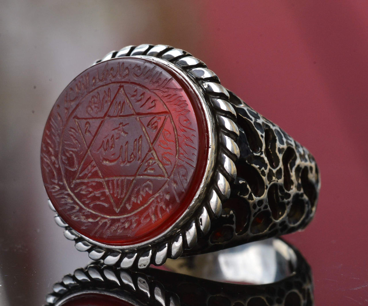 David Star Ring, Solomon Seal, 925 Sterling Silver Men's Ring, Gray — 3