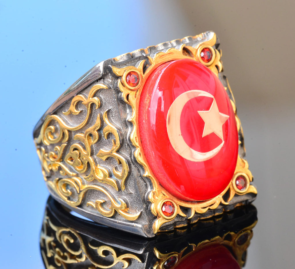 Silver Sultan Ring - Star and Crescent Design — 3