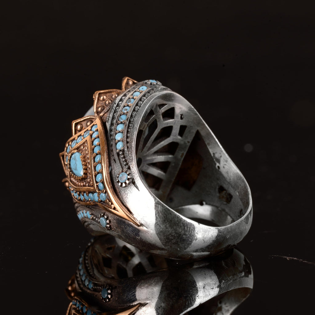 Natural Aquamarine Stone Ring - Handmade 925 Sterling Silver Ring — 7