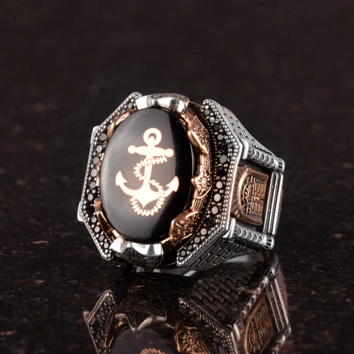 925 Sterling Silver Men's Ring - Anchor Ring - Captain Sailor Ring - Marine Themed Jewelry — 4