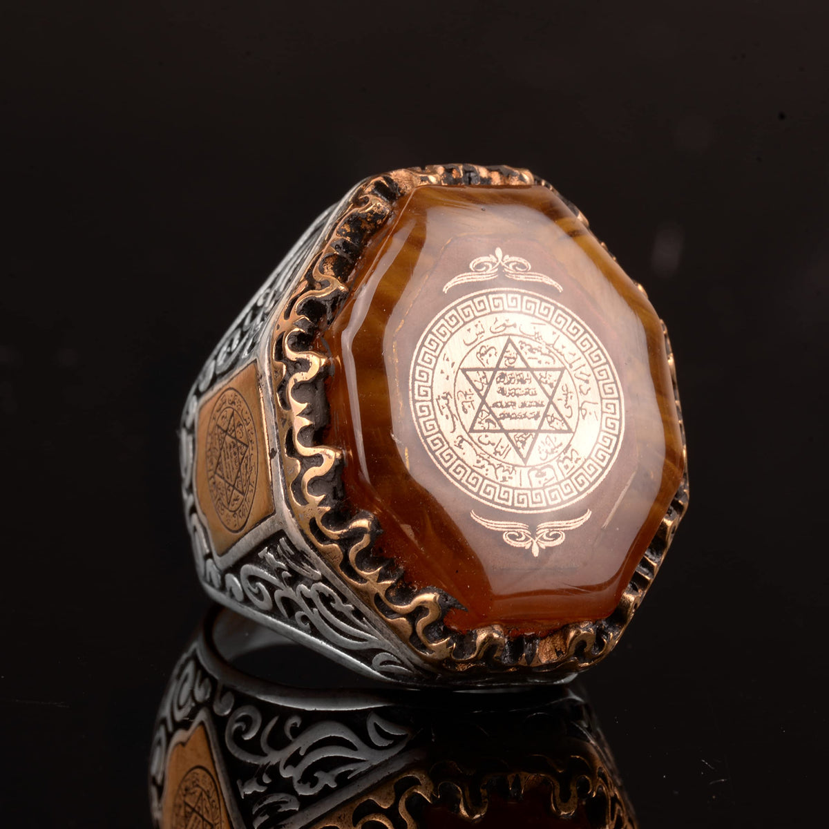 Solomon's Seal Ring, Talisman Ring, Handmade Ring, 925 Sterling Silver Men's Ring — 2