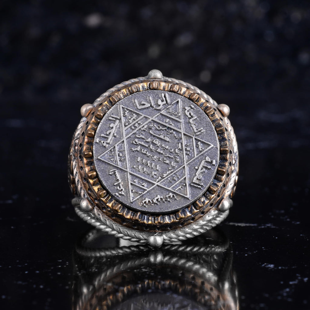 KAMBO Star of David Men's Ring 925 Sterling Silver – Engraved Seal of Solomon Ring – Handmade Vintage Religious Symbol Jewelry — 4