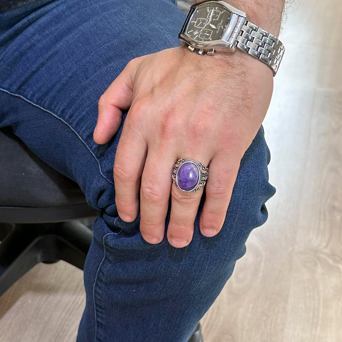Natural Amethyst Stone Ring — 3