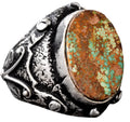 Silver Real Arizona Turquoise Stone Byzantine Men's Ring