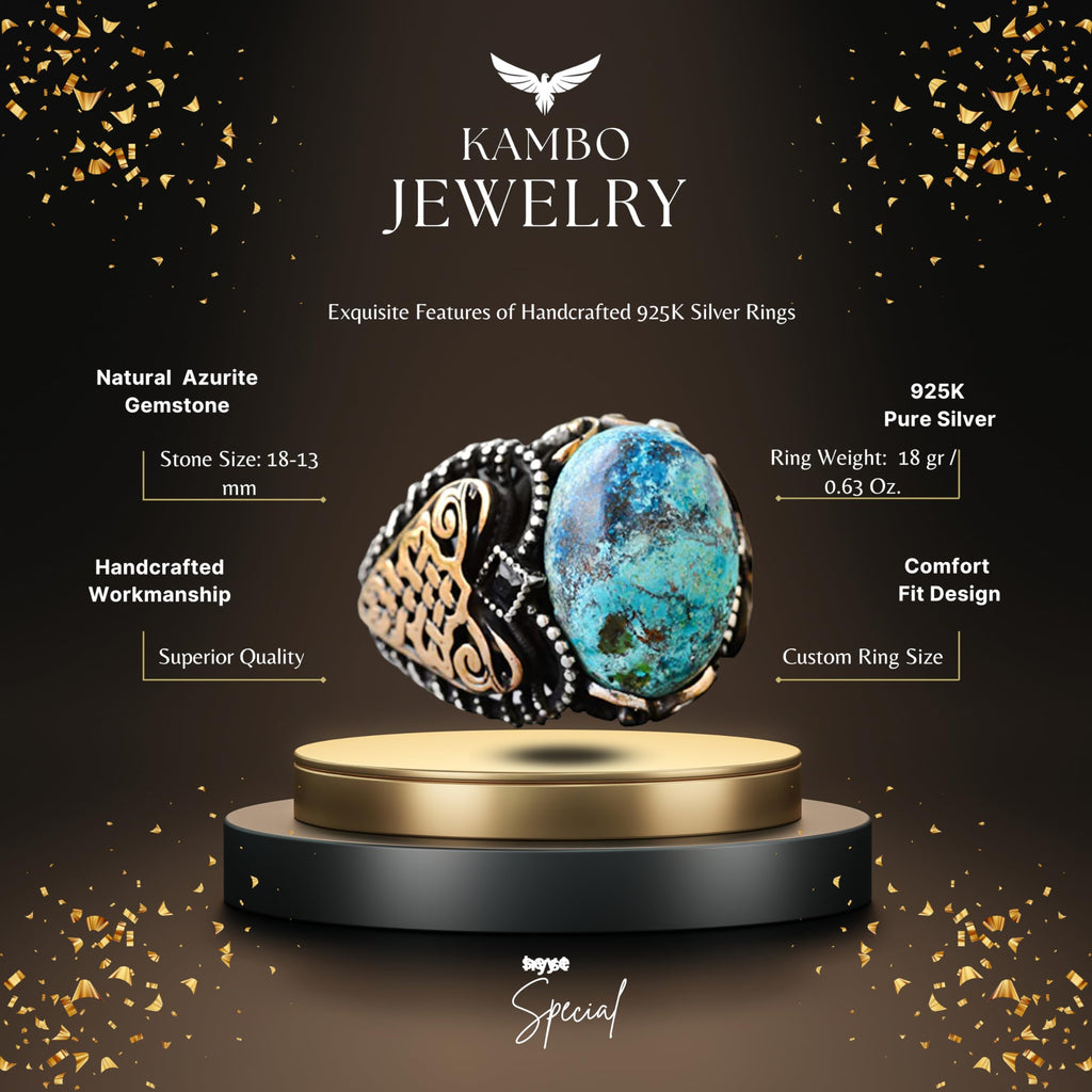 Men's Green Turquoise Stone Ring — 2