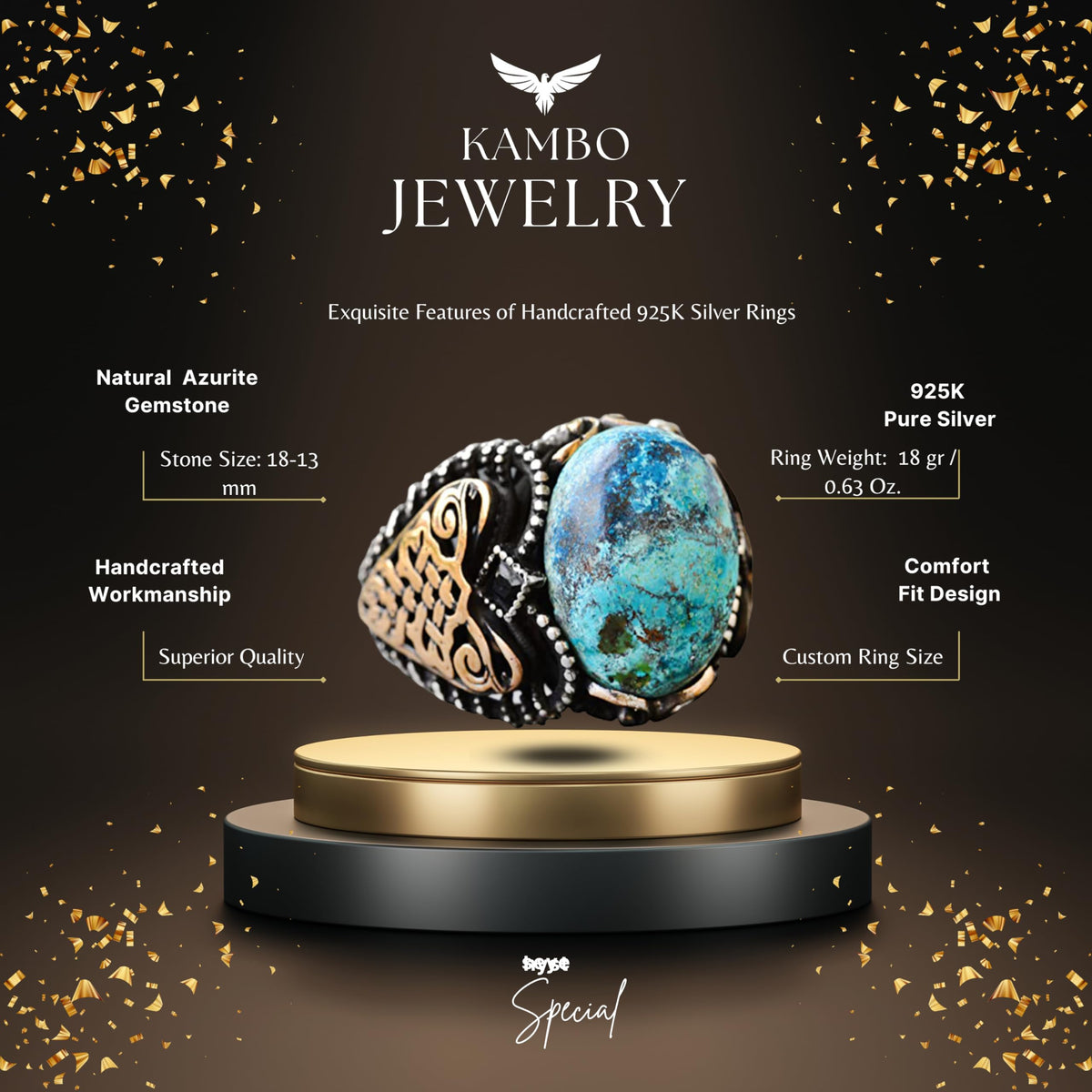Men's Green Turquoise Stone Ring — 2