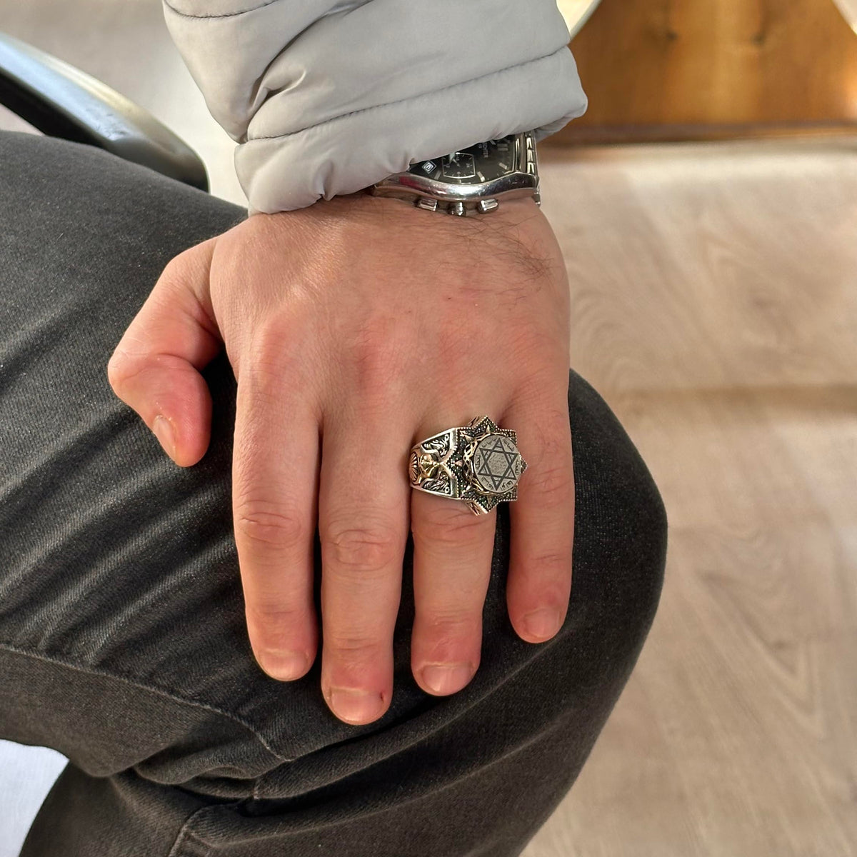 925 Sterling Silver Men's Ring (Model-2) — 3
