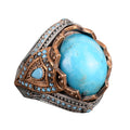 Natural Arizona Turquoise Stone Ring, 925 Sterling Silver Ring (Model-6)