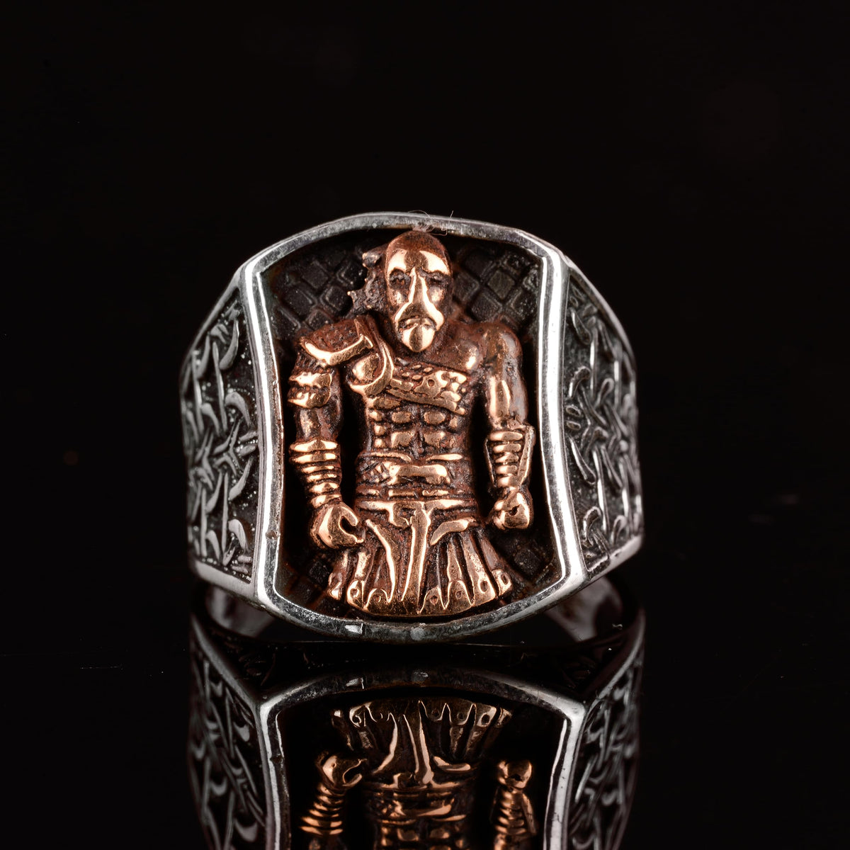 KAMBO Sterling Silver Spartan Warrior Ring – Handcrafted 925 Sterling Silver Jewelry – Bold Ancient Greek Helmet Design 