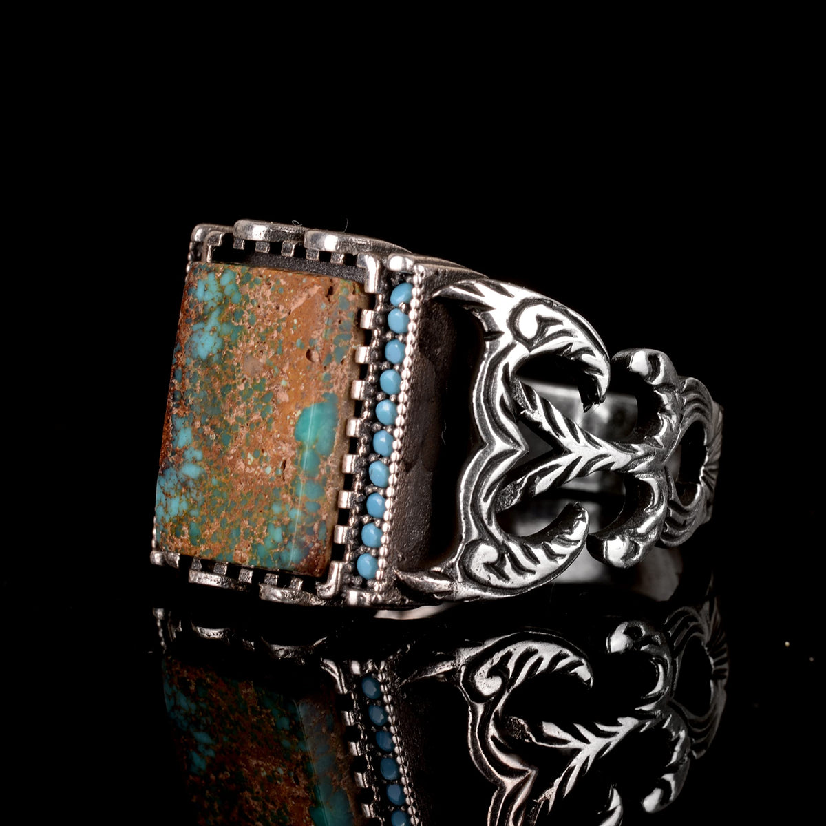 Natural Arizona Turquoise Stone Ring - Silver Ring (Model-2) — 5