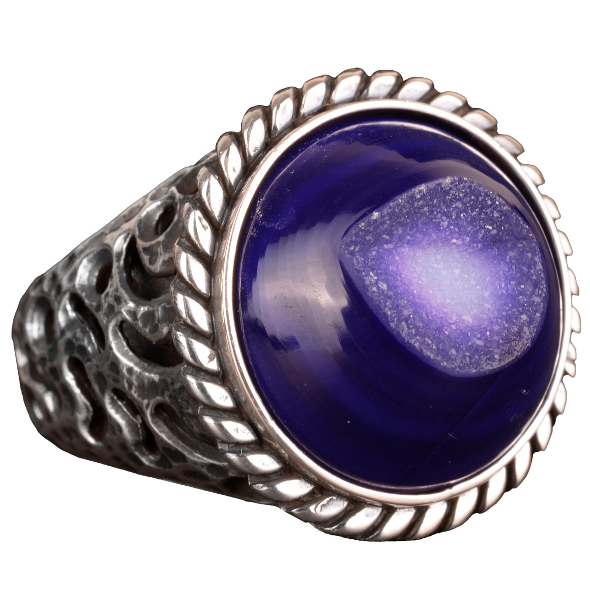 925 Sterling Silver Ring - Natural Druzy Quartz