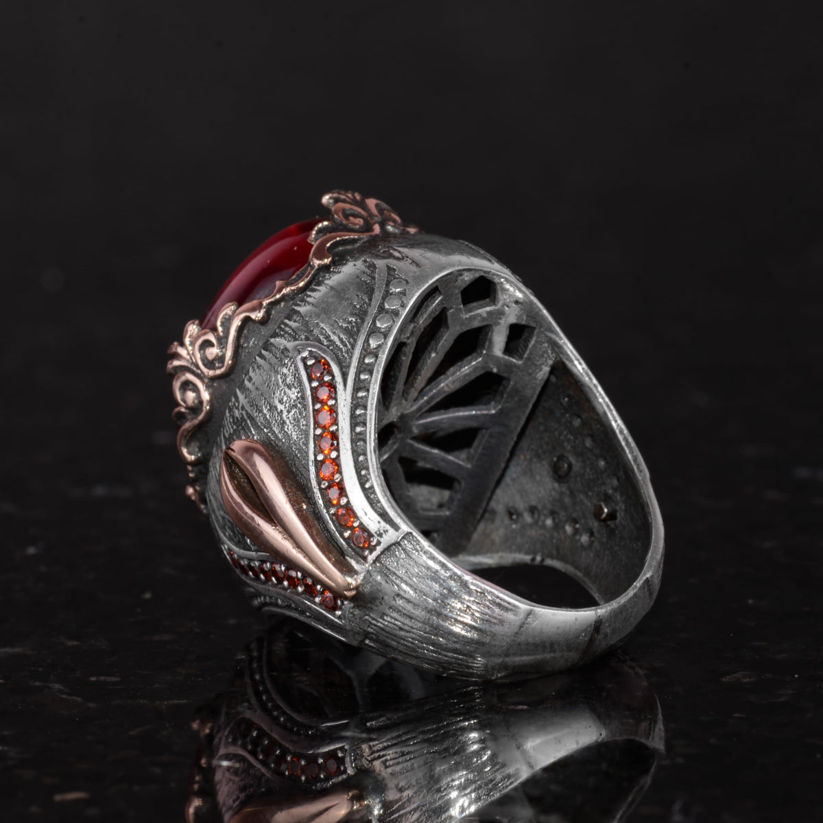 Natural Star Ruby Stone Silver Men's Ring, Handmade Ring, Sultan Ring — 6