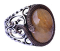 925 Sterling Silver Men's Ring - Gold Rutile Quartz Stone