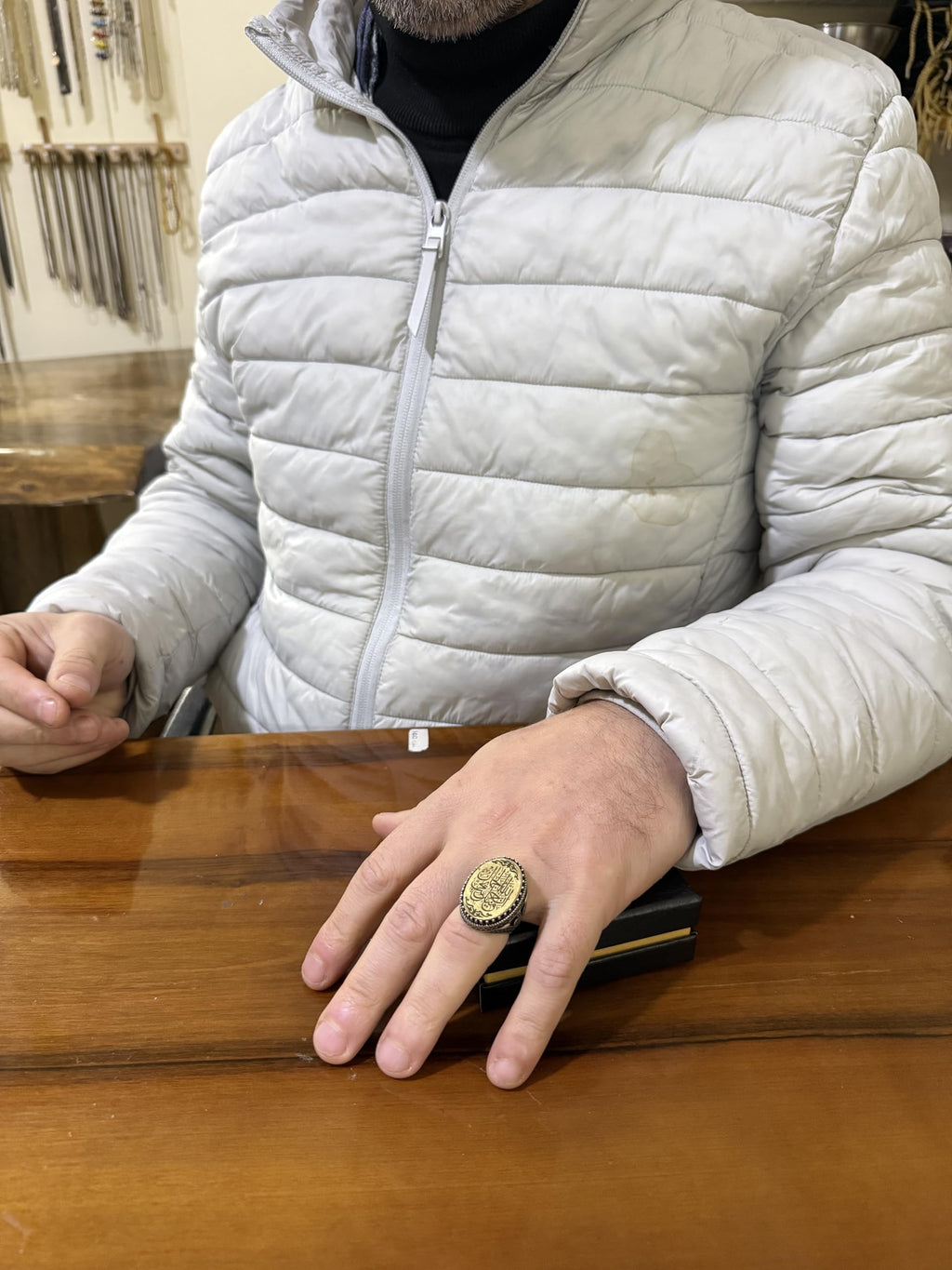 KAMBO Islamic Men's Ring – 925 Sterling Silver Arabic Calligraphy with Bronze Details – Handmade Islamic Symbol Men's Ring — 3