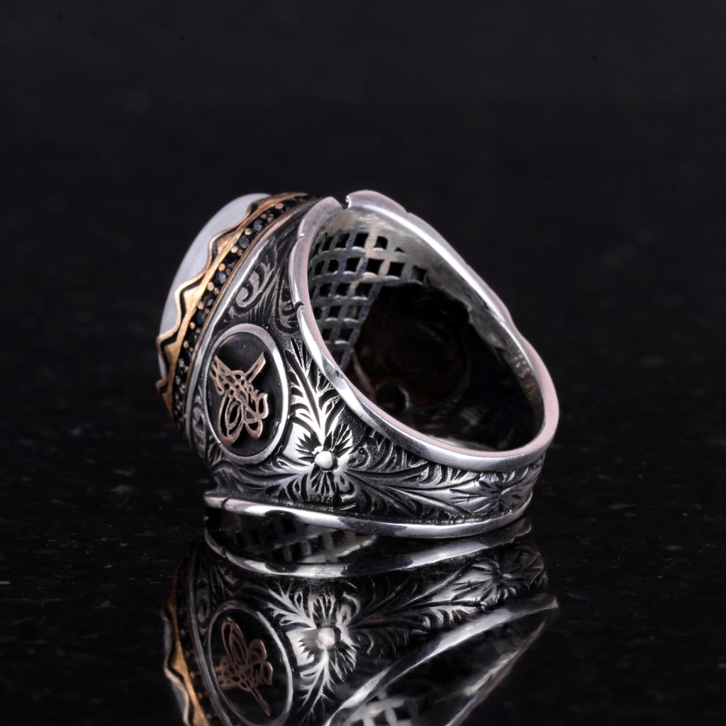 Natural Moonstone Ring - 925 Sterling Silver Men's Ring — 5
