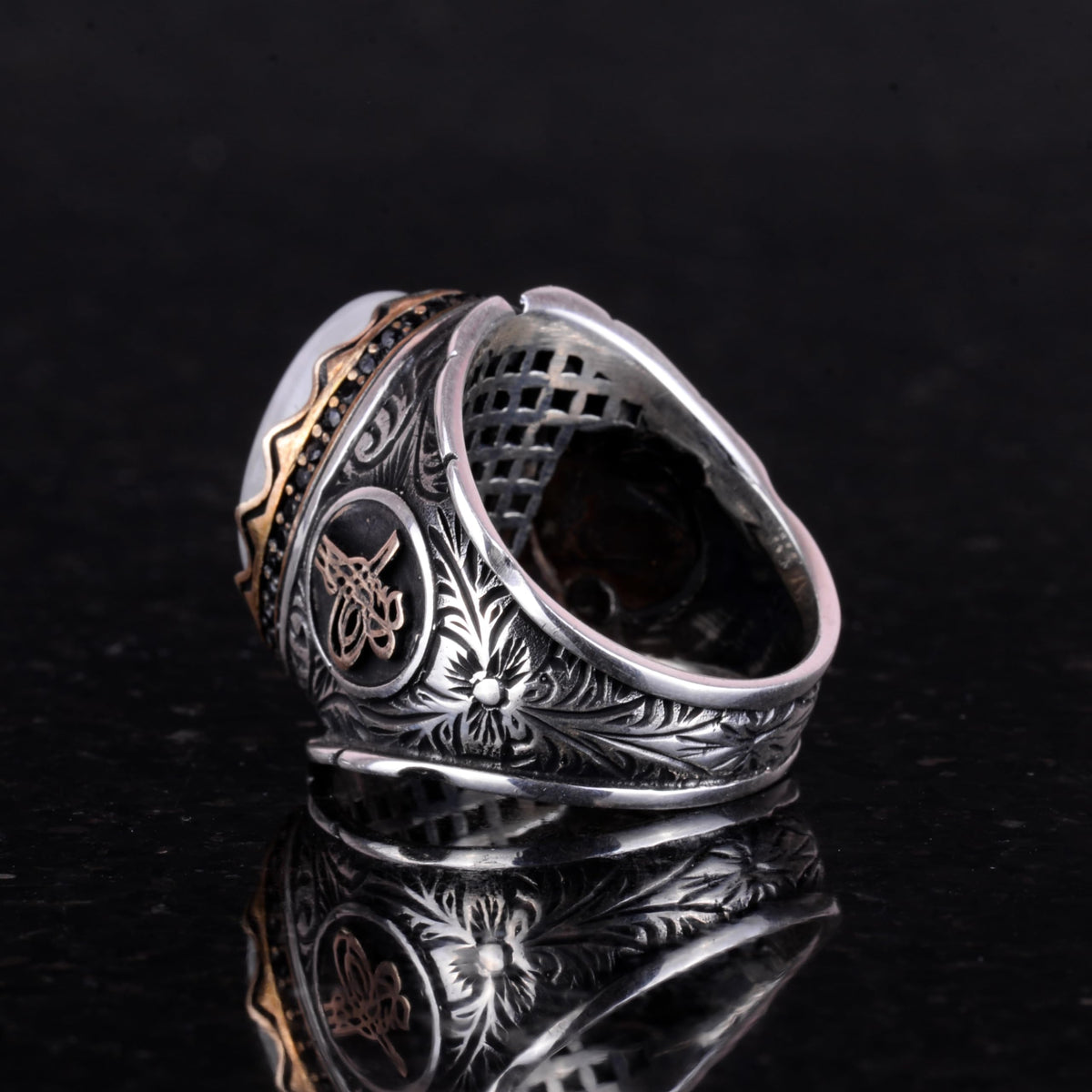 Natural Moonstone Ring - 925 Sterling Silver Men's Ring — 5