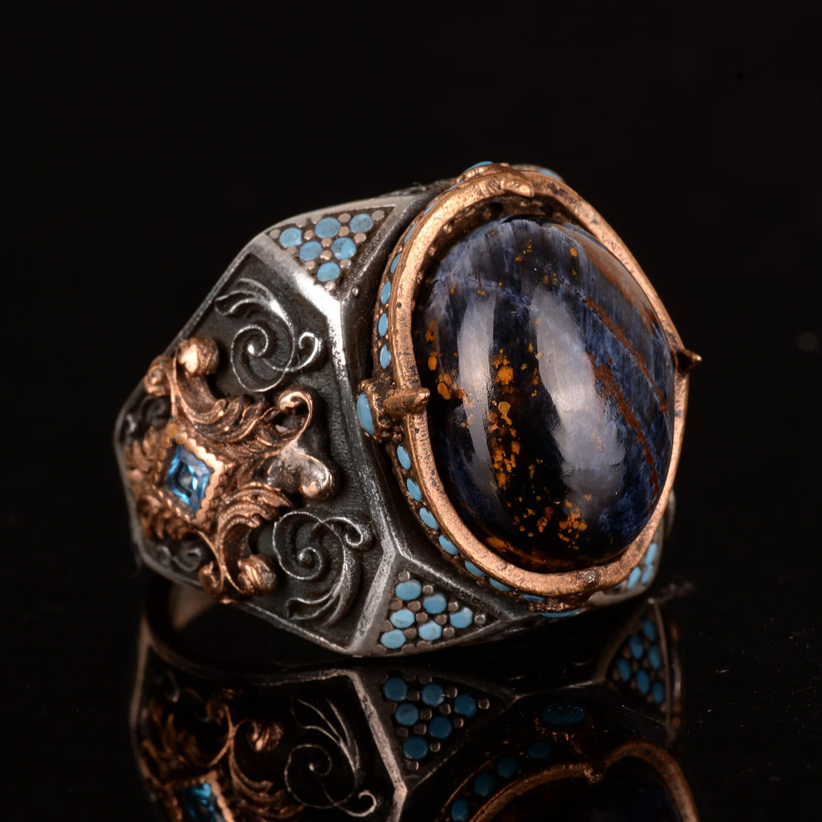 Natural Pietersite Stone Ring - Handmade 925 Sterling Silver Ring — 3