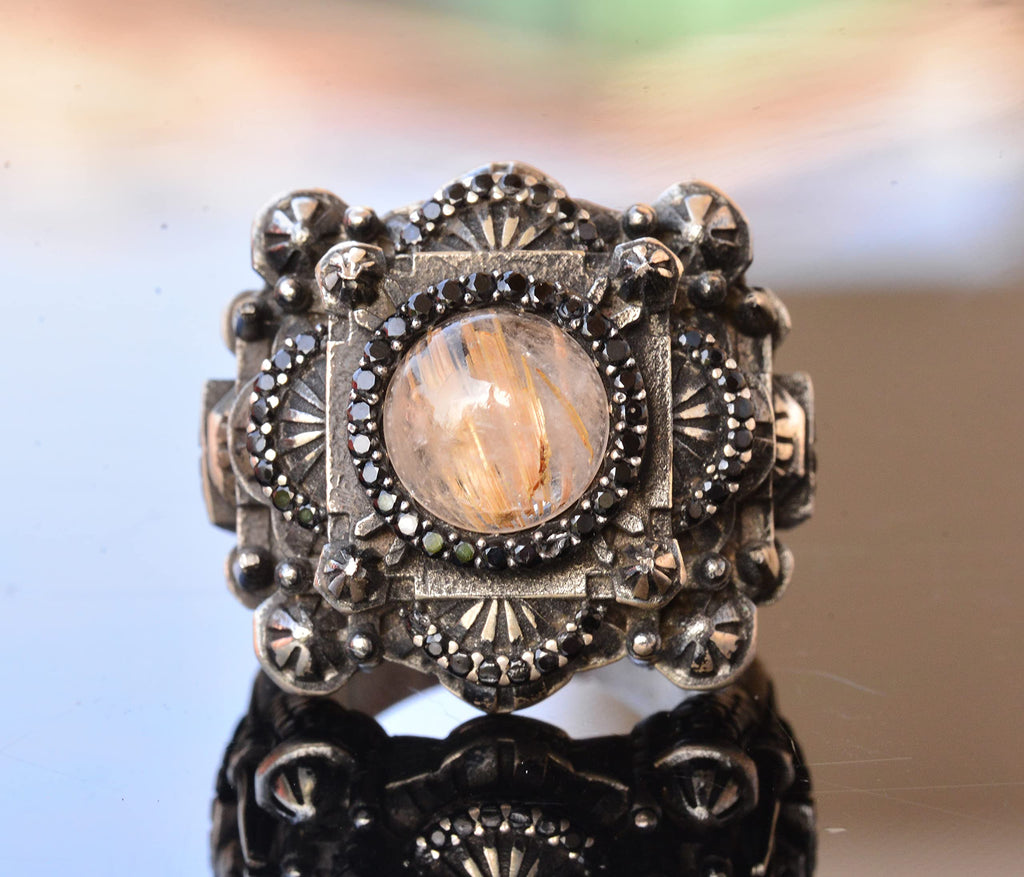 Natural Rutile Gold Quartz Stone Ring — 5