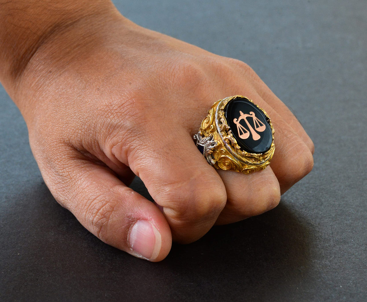 Men's Silver Ring - Gold Plated Ring - Symbolic Ring (Balance) — 7