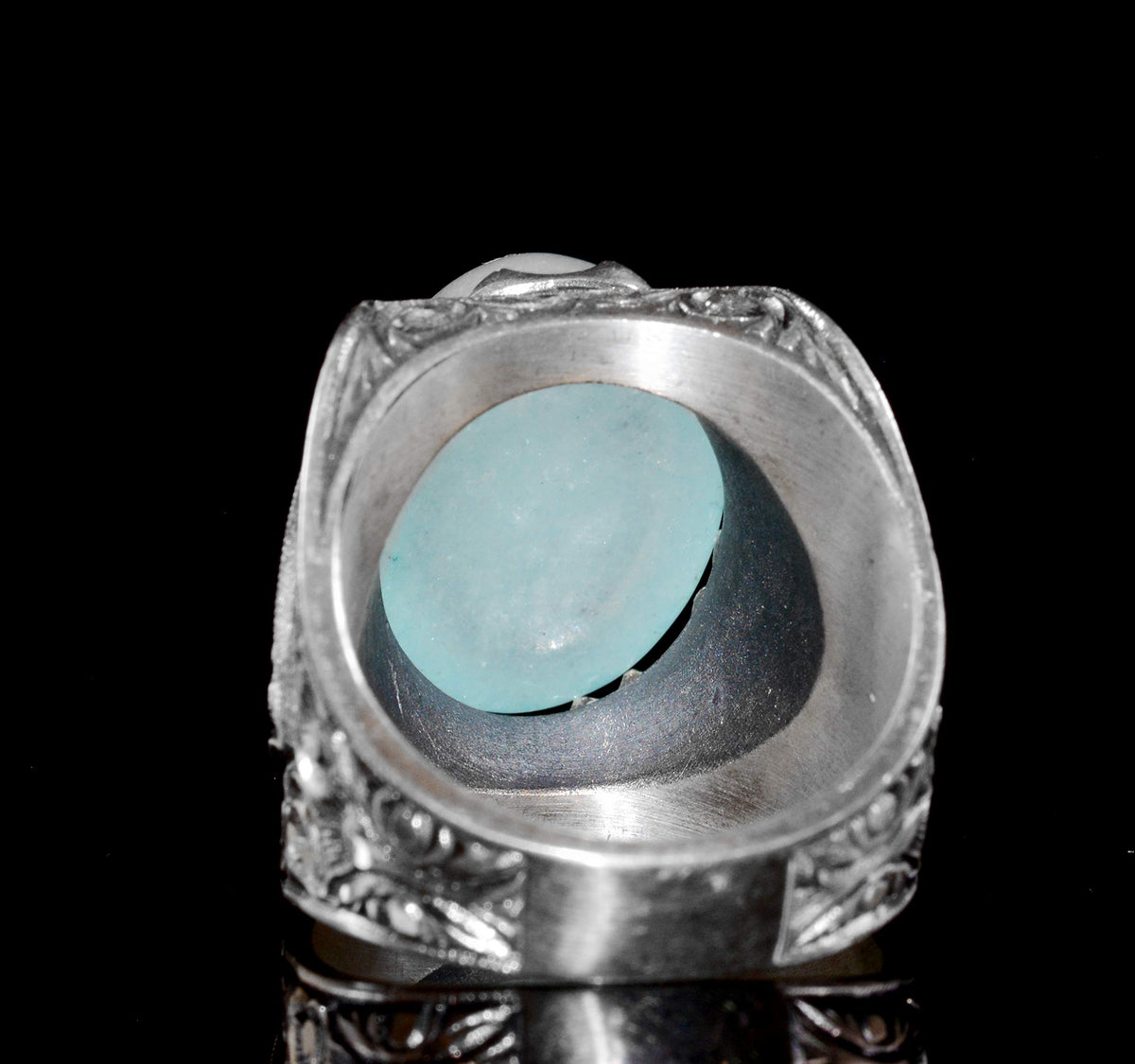 KAMBO Natural Pearl Gemstone 925 Sterling Silver Men's Ring Handmade Byzantium Vintage Statement Jewelry Gift for Him Ch
